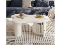 Mesa de centro assimétrica - 100 x 60 x 37 cm - com armazenamento - elegante e robusta - MDF - branca