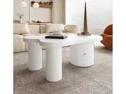 Mesa de centro assimétrica - 100 x 60 x 37 cm - com armazenamento - elegante e robusta - MDF - branca