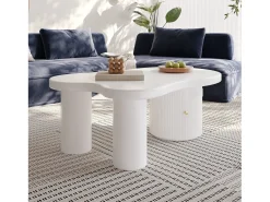 Mesa de centro assimétrica - 100 x 60 x 37 cm - com armazenamento - elegante e robusta - MDF - branca