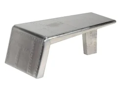 Mesa de centro aviador em alumínio estilo aeronave vintage