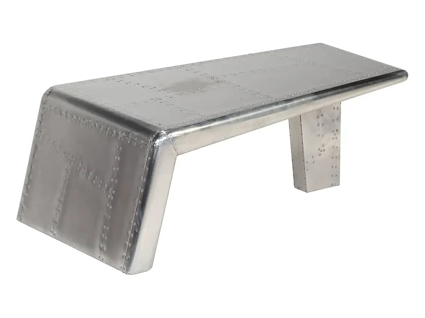 Mesa de centro aviador em alumínio estilo aeronave vintage