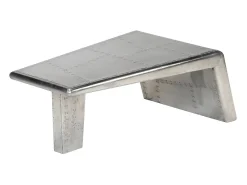 Mesa de centro aviador em alumínio estilo aeronave vintage