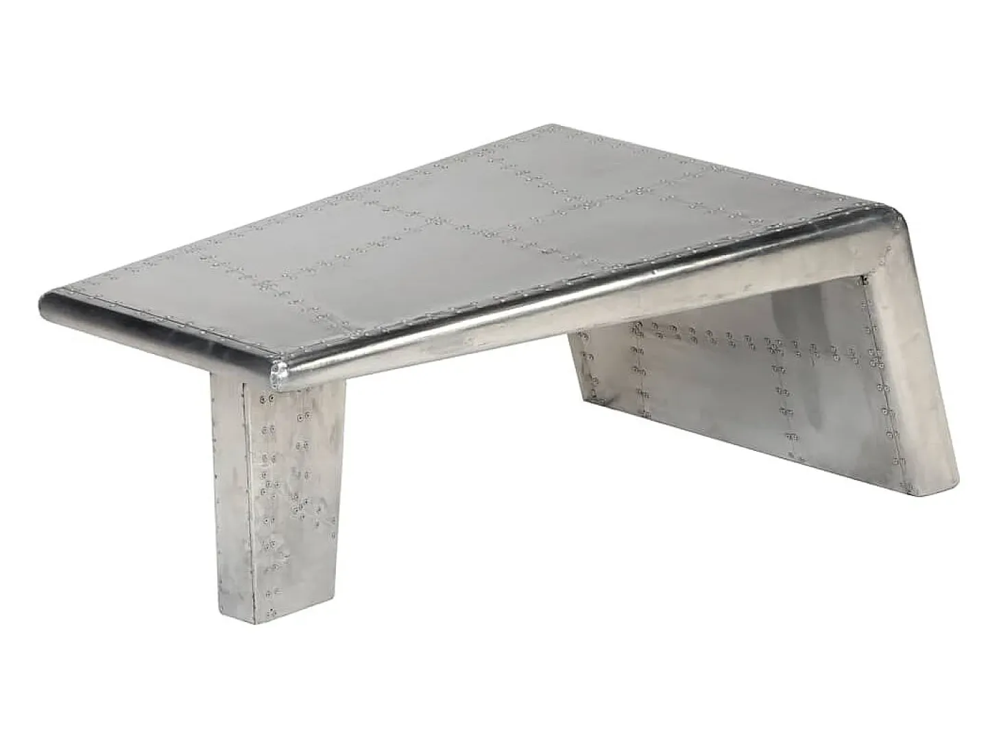 Mesa de centro aviador em alumínio estilo aeronave vintage