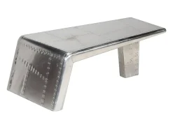Mesa de centro aviador em alumínio estilo aeronave vintage