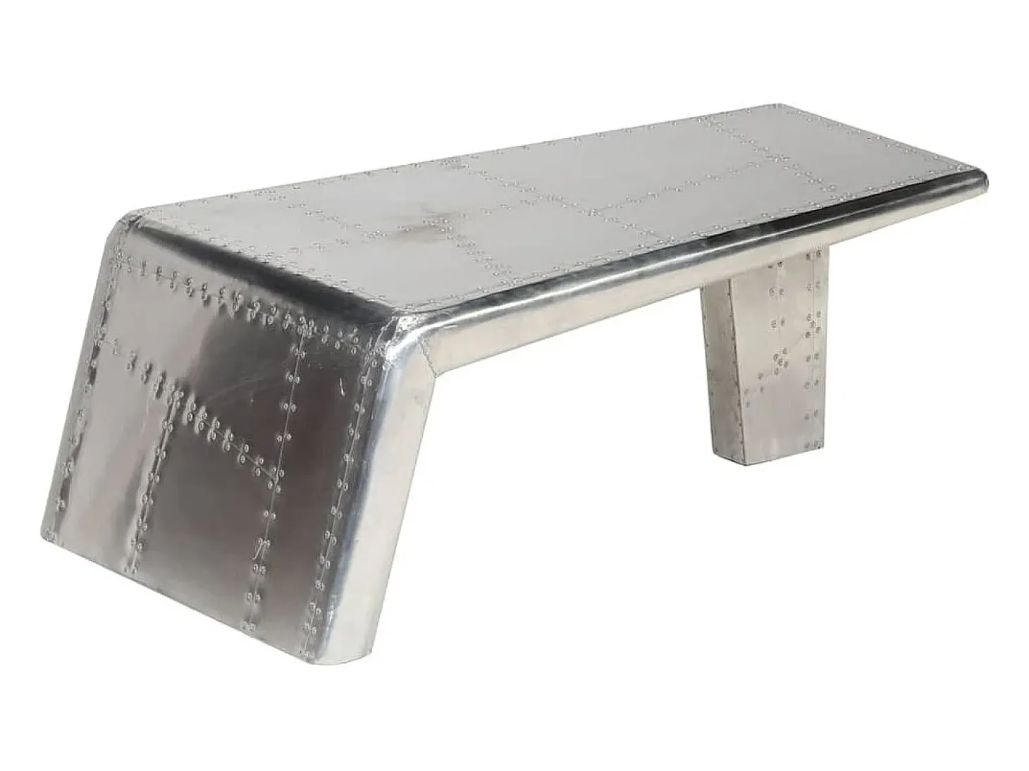 Mesa de centro aviador em alumínio estilo aeronave vintage