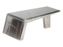 Mesa de centro aviador em alumínio estilo aeronave vintage