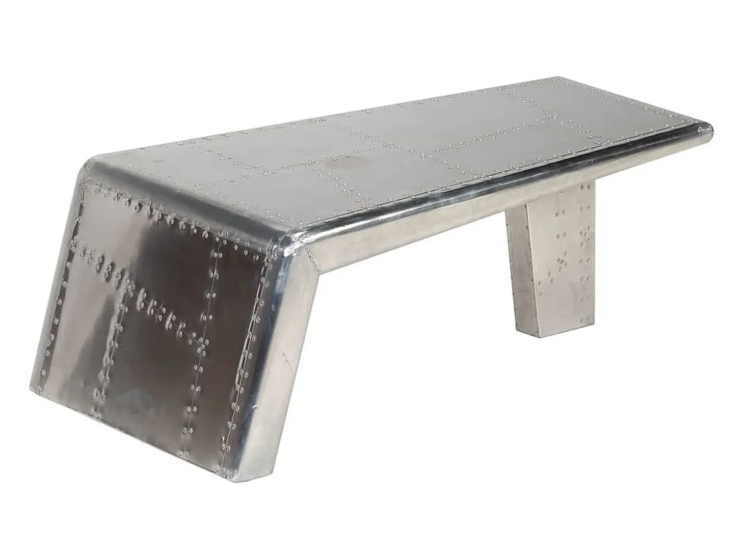 Mesa de centro aviador em alumínio estilo aeronave vintage