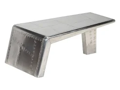 Mesa de centro aviador em alumínio estilo aeronave vintage