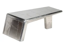 Mesa de centro aviador em alumínio estilo aeronave vintage