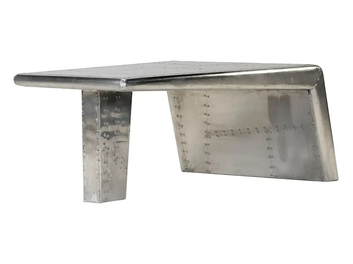 Mesa de centro aviador em alumínio estilo aeronave vintage