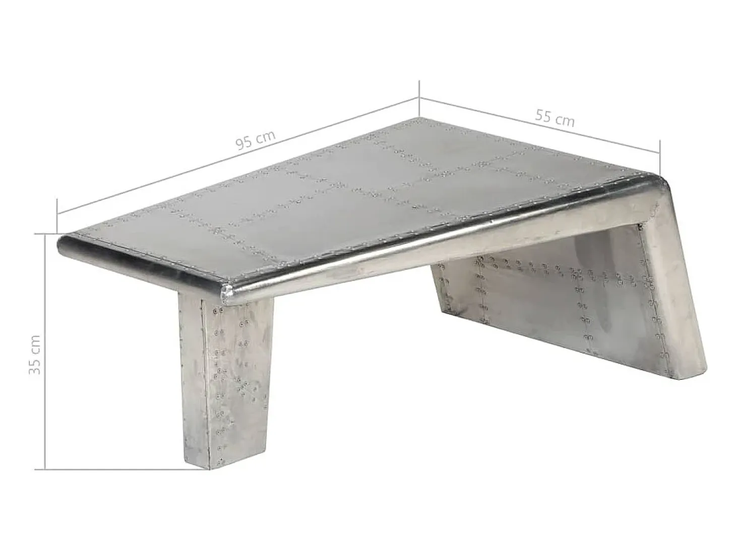 Mesa de centro aviador em alumínio estilo aeronave vintage