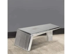 Mesa de centro aviador em alumínio estilo aeronave vintage