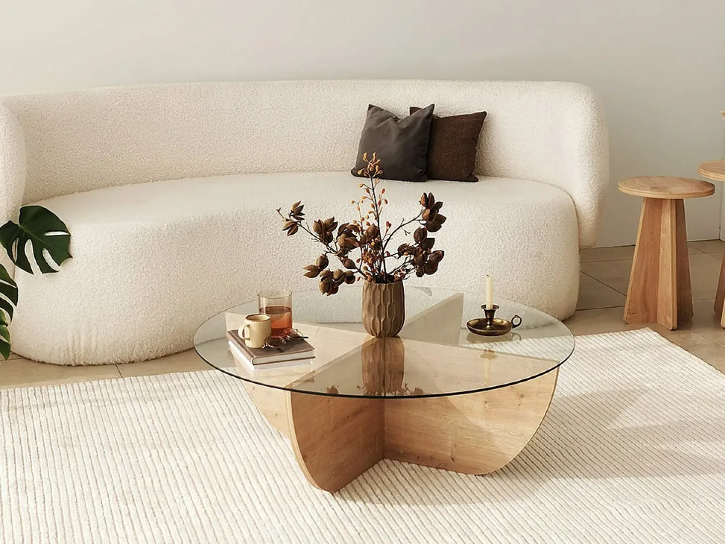 Mesa de centro AYSUN em vidro temperado - Natural, transparente e cristalino.