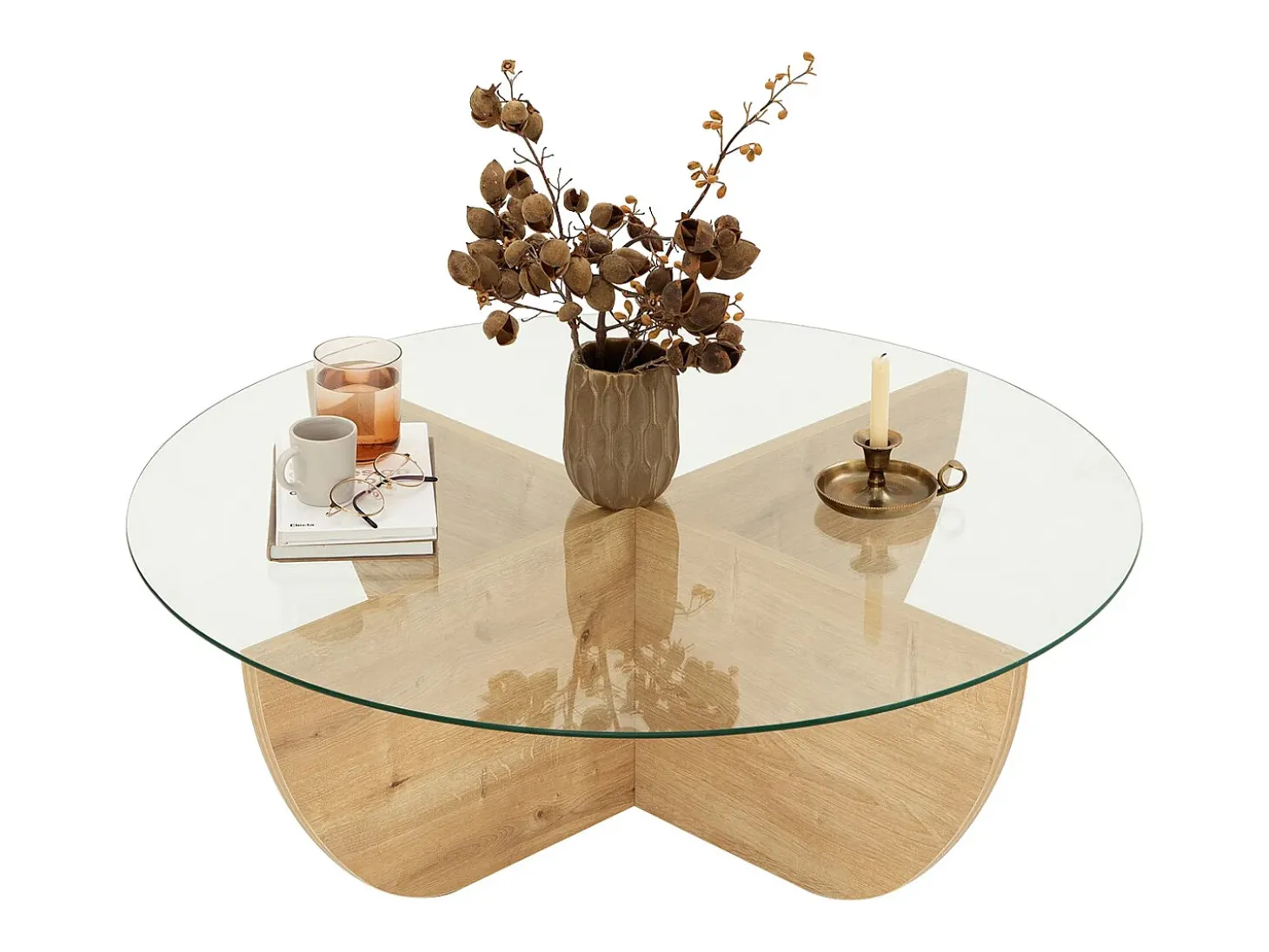 Mesa de centro AYSUN em vidro temperado - Natural, transparente e cristalino.