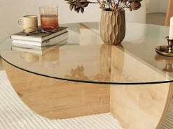 Mesa de centro AYSUN em vidro temperado - Natural, transparente e cristalino.