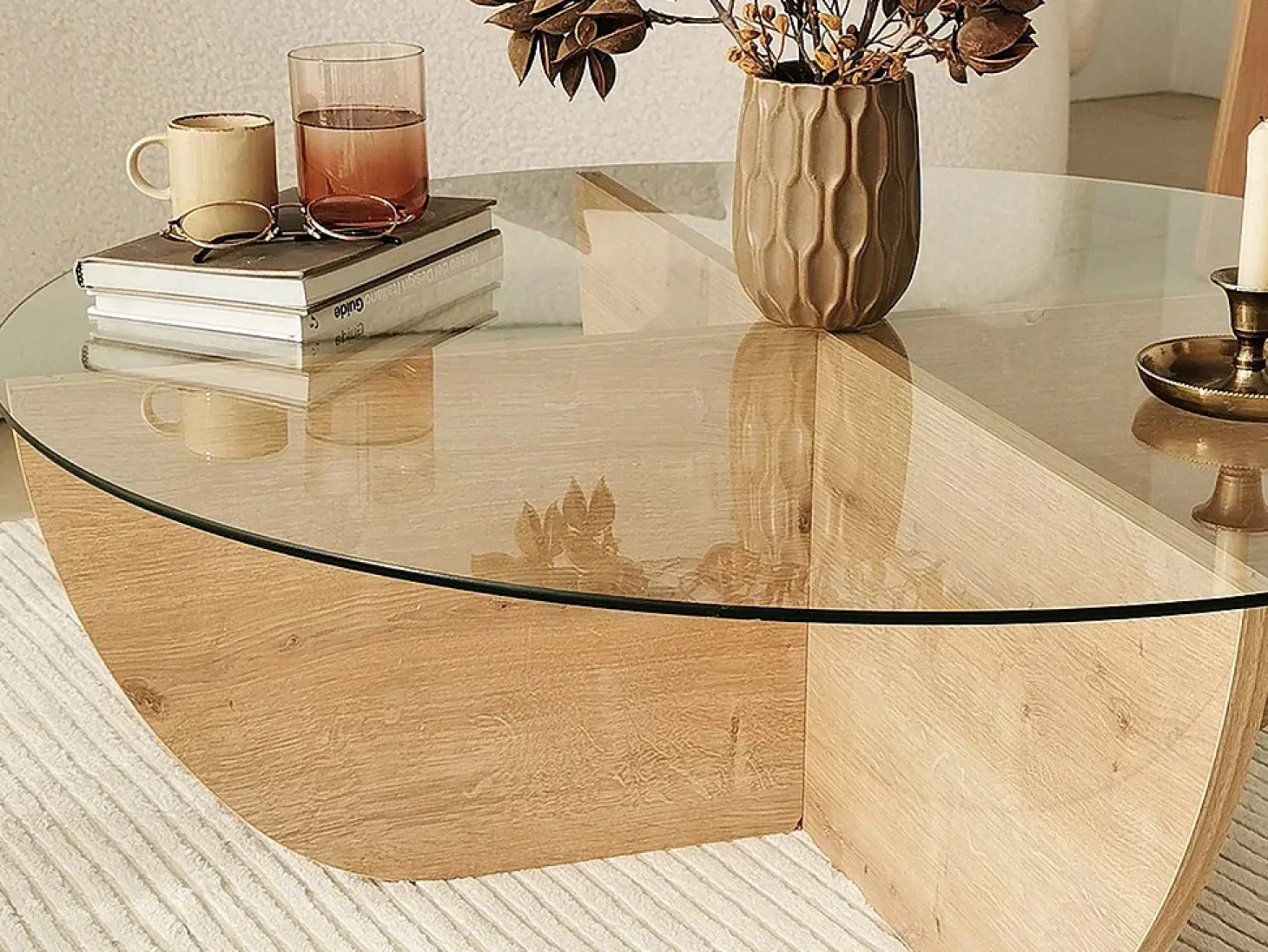 Mesa de centro AYSUN em vidro temperado - Natural, transparente e cristalino.