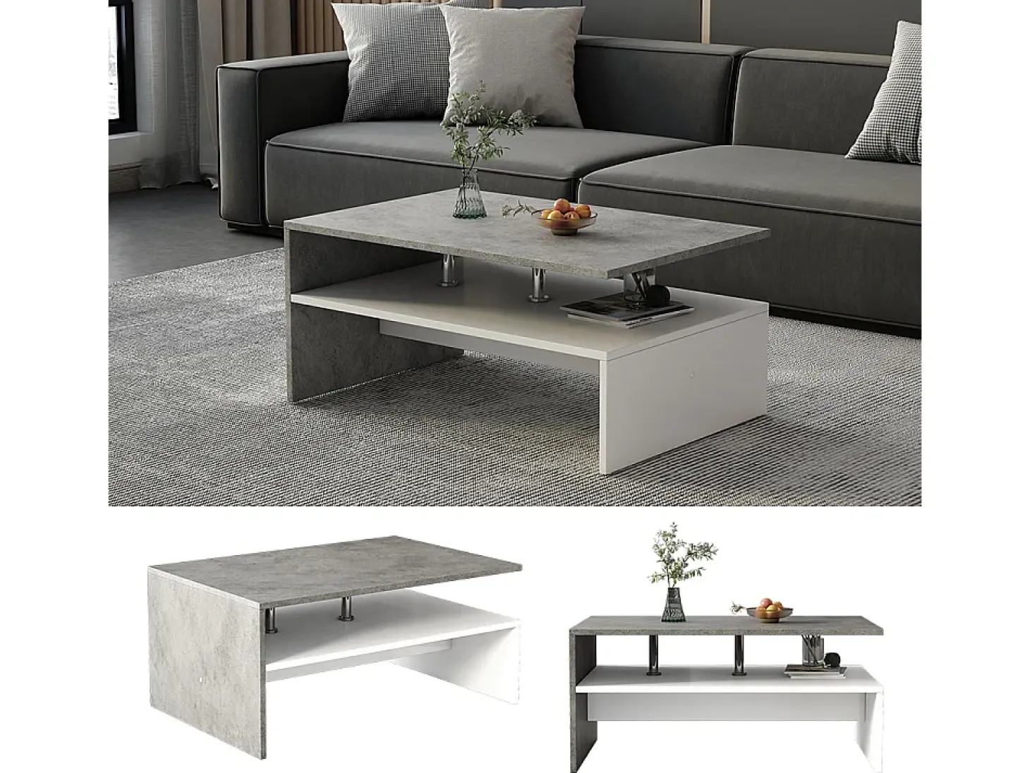 Mesa de centro betão 90x60x42 mike