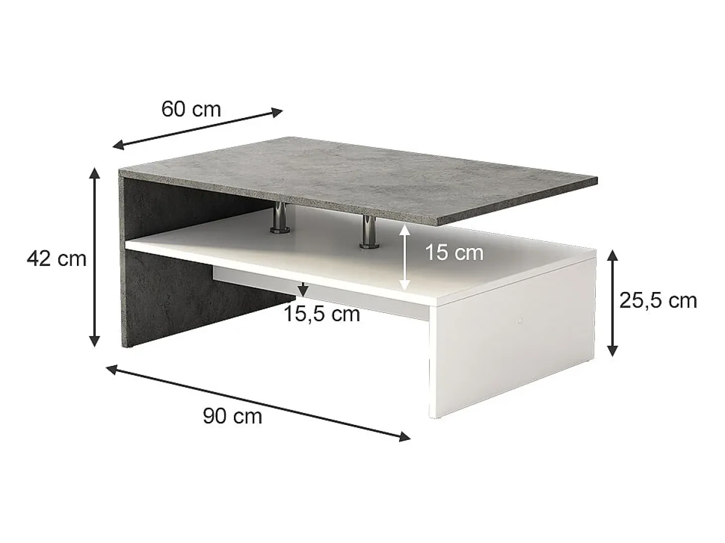 Mesa de centro betão 90x60x42 mike