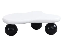 Mesa de centro branca - Mesa de centro com iluminação LED e pés redondos pretos - design em forma de nuvem - para sala de estar e quarto de criança