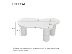 Mesa de centro branca em forma de nuvem - MDF e PVC