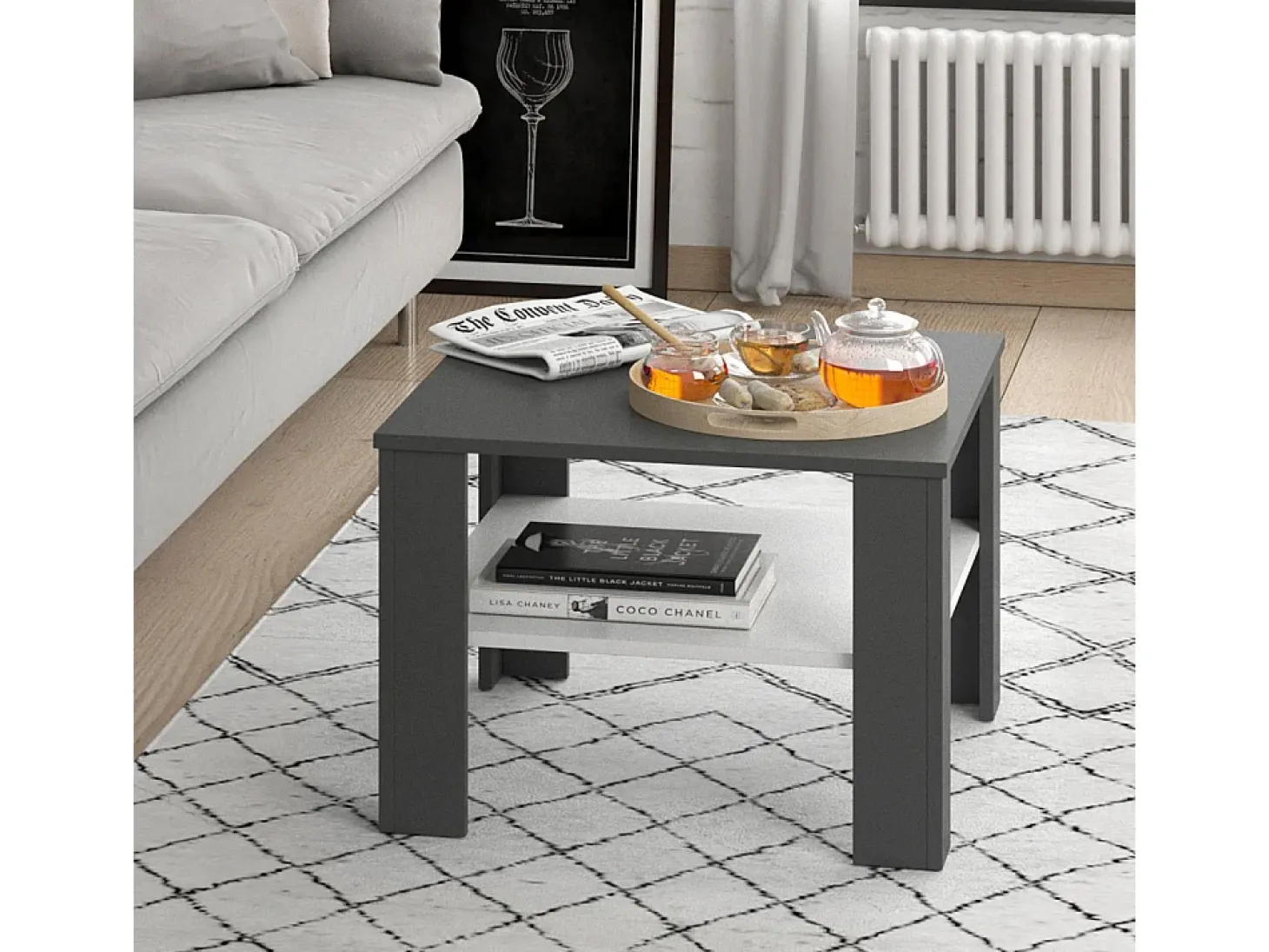 Mesa de centro branco/antracite 60x60x42 homer