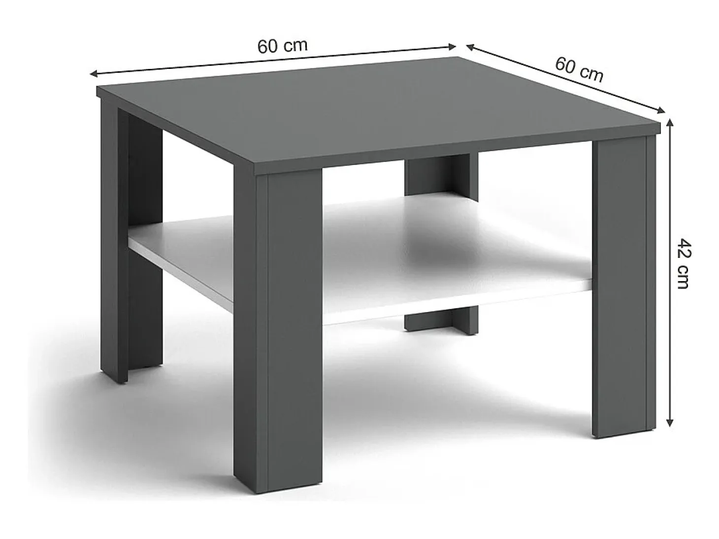 Mesa de centro branco/antracite 60x60x42 homer