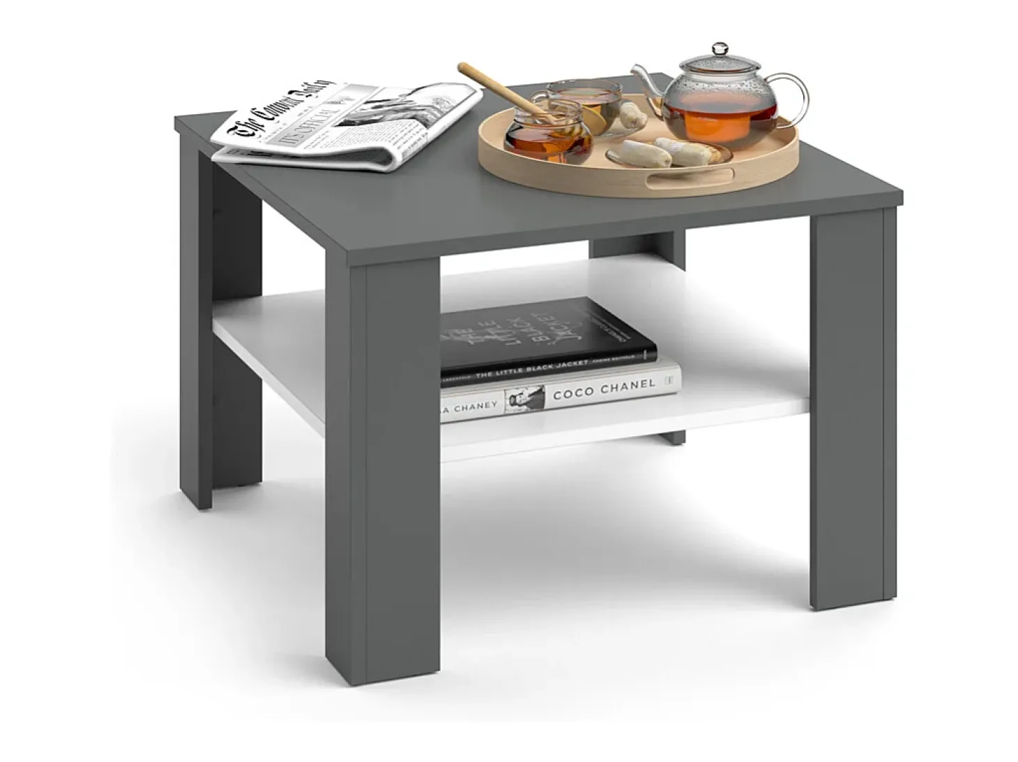 Mesa de centro branco/antracite 60x60x42 homer