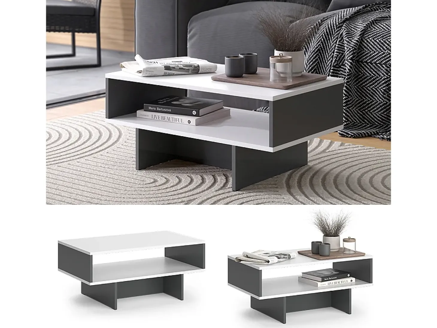 Mesa de centro branco/antracite 80x46.2x35.4 josef
