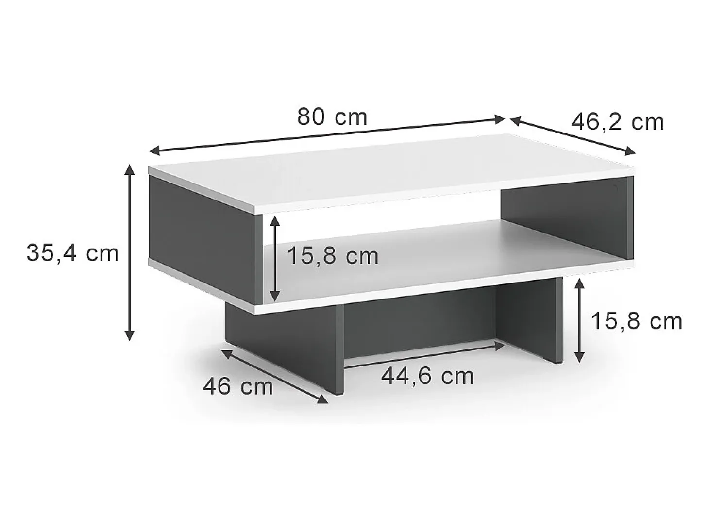 Mesa de centro branco/antracite 80x46.2x35.4 josef