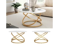Mesa de centro branco/dourado 79.5x62x46 calgary