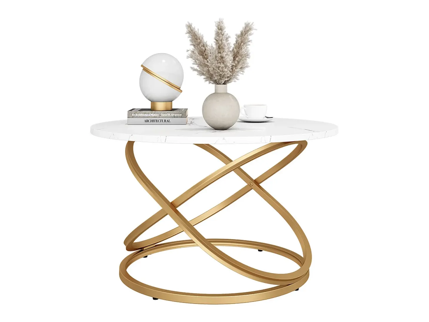 Mesa de centro branco/dourado 79.5x62x46 calgary