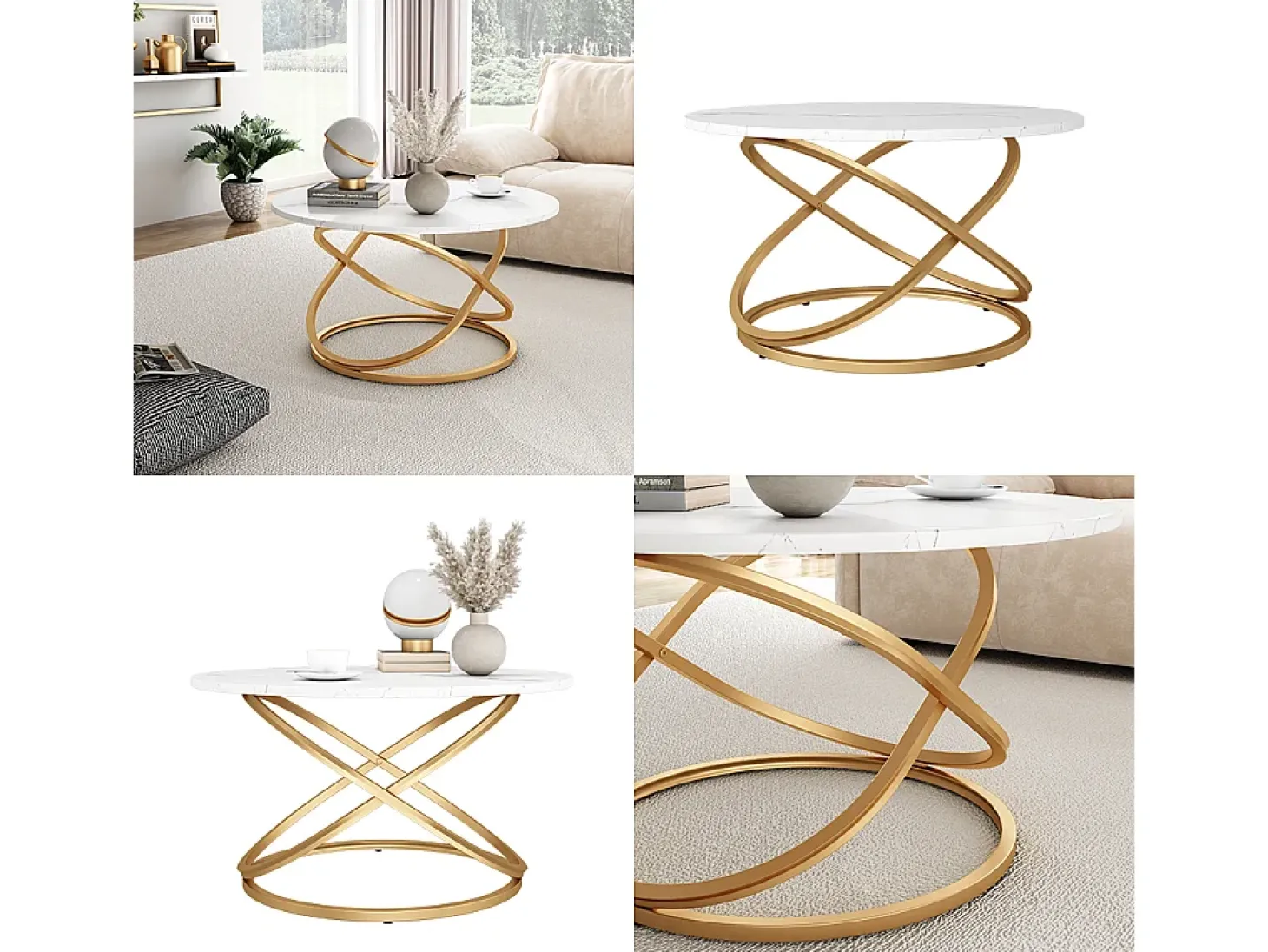 Mesa de centro branco/dourado 79.5x62x46 calgary