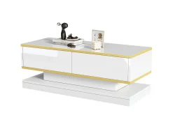 Mesa de centro brilhante - 100 x 50 x 38 cm - com 2 gavetas - mesa lateral - aglomerado - branco