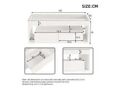 Mesa de centro brilhante 100x50x40 cm - com 2 gavetas - com iluminação LED - Tampos de vidro - Branco