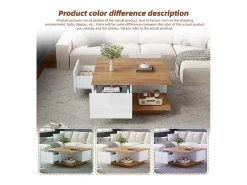 Mesa de centro brilhante - 70 x 70 x 31,5 cm - com 3 gavetas - mesa de sofá - aglomerado - branco