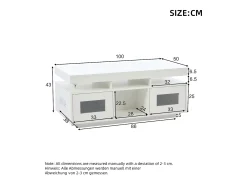 Mesa de centro brilhante - 100 x 50 x 43 cm - com LEDs + 2 portas + porta de carregamento e tomada - aglomerado - branco