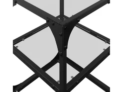 Mesa de centro c/ tampo em vidro transparente 30x30x45 cm aço