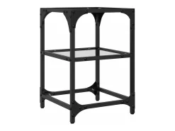 Mesa de centro c/ tampo em vidro transparente 30x30x45 cm aço