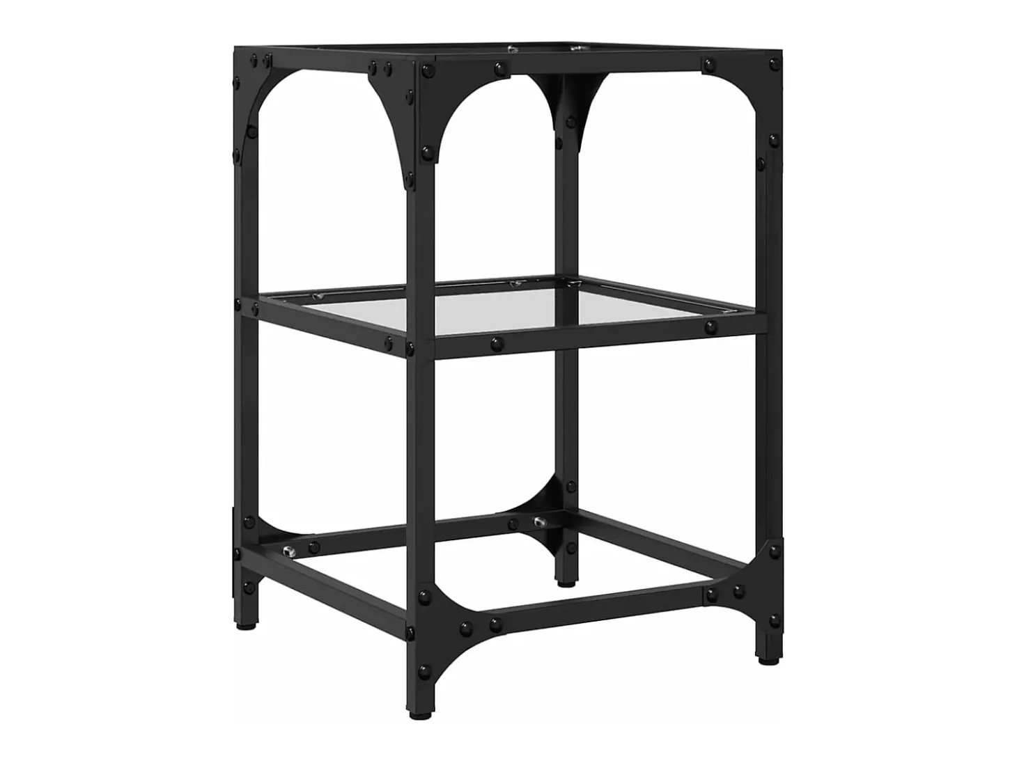 Mesa de centro c/ tampo em vidro transparente 30x30x45 cm aço