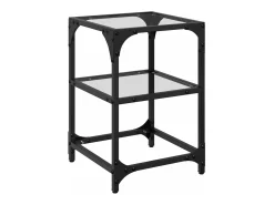Mesa de centro c/ tampo em vidro transparente 30x30x45 cm aço
