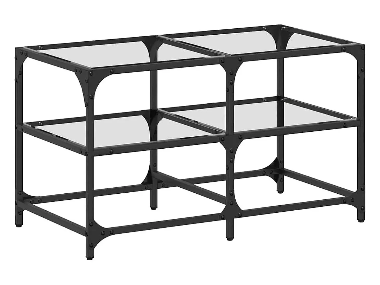 Mesa de centro c/ topo em vidro transparente 78,5x40x45 cm aço PT256560