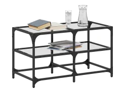 Mesa de centro c/ topo em vidro transparente 78,5x40x45 cm aço PT256560