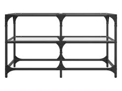 Mesa de centro c/ topo em vidro transparente 78,5x40x45 cm aço PT256560