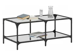 Mesa de centro c/ topo em vidro transparente 98,5x50x40 cm aço PT763302