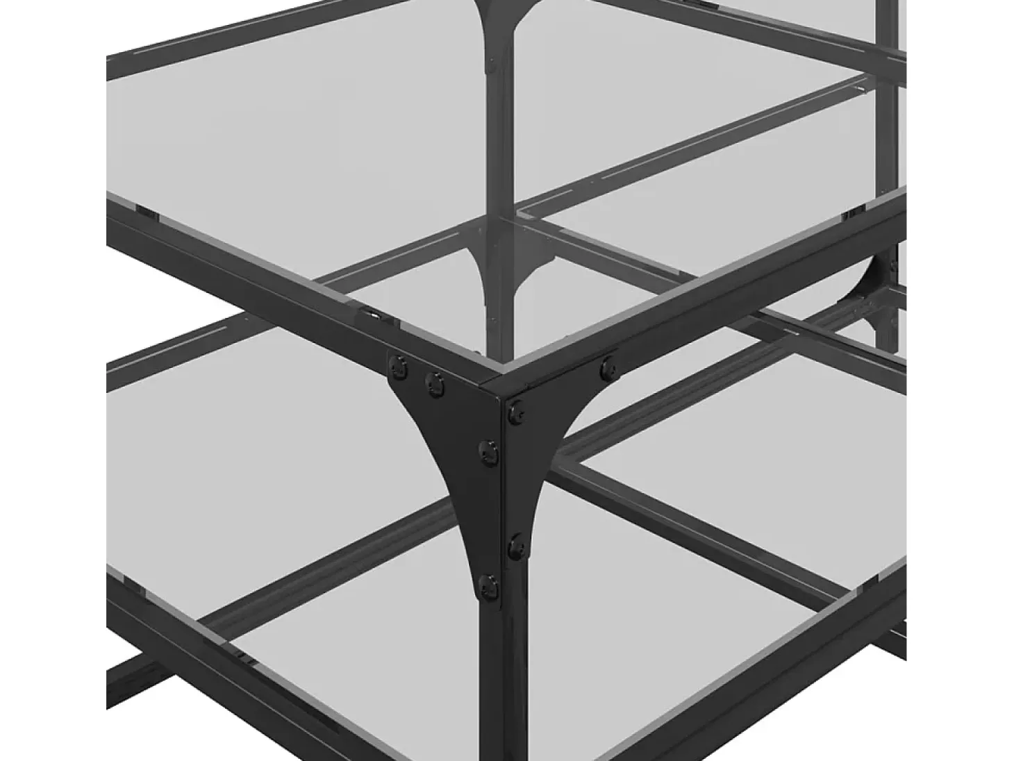 Mesa de centro c/ topo em vidro transparente 98,5x50x45 cm aço