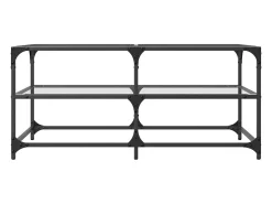 Mesa de centro c/ topo em vidro transparente 98,5x50x45 cm aço