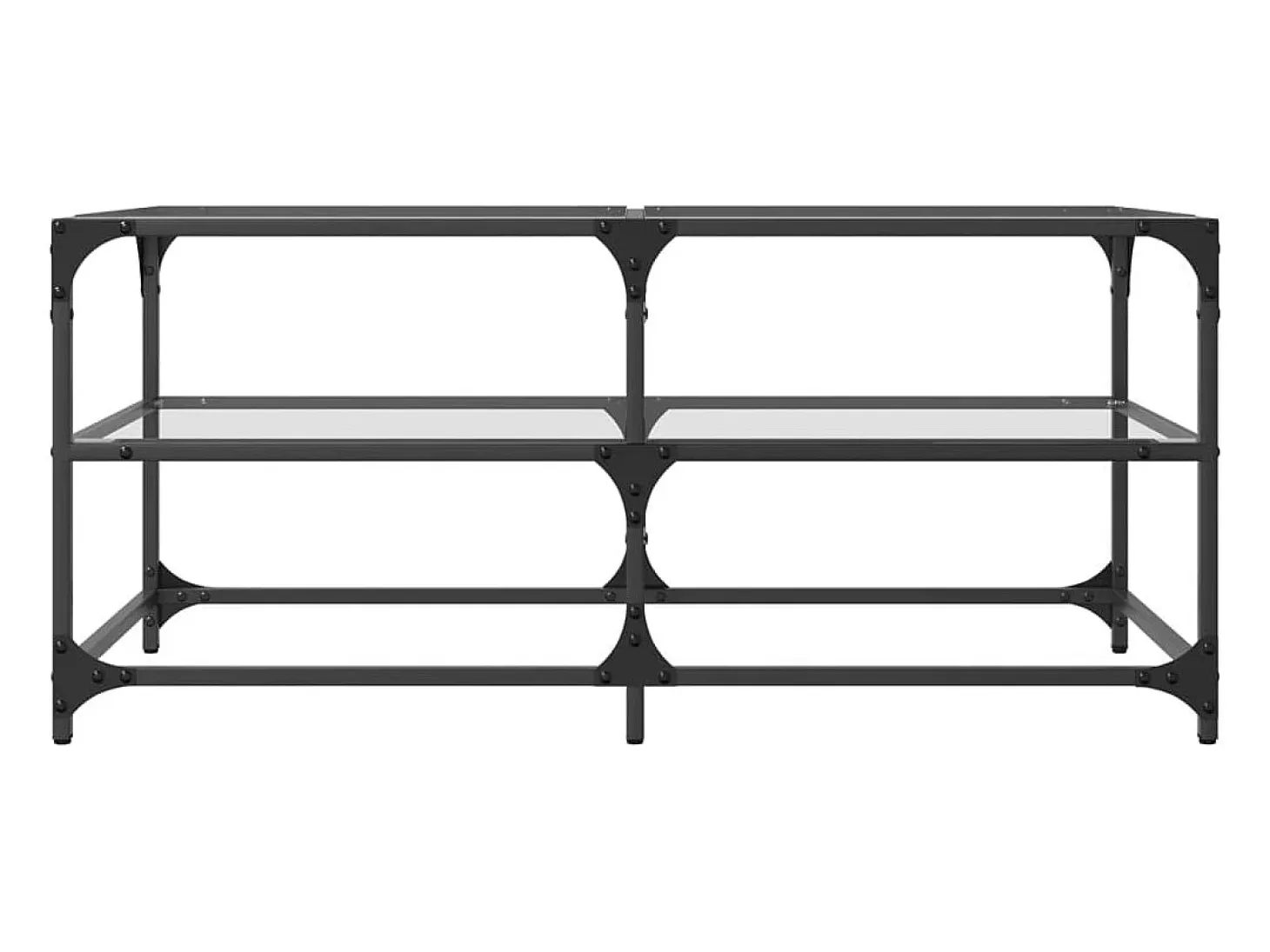 Mesa de centro c/ topo em vidro transparente 98,5x50x45 cm aço