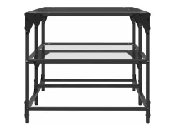 Mesa de centro c/ topo em vidro transparente 98,5x50x45 cm aço