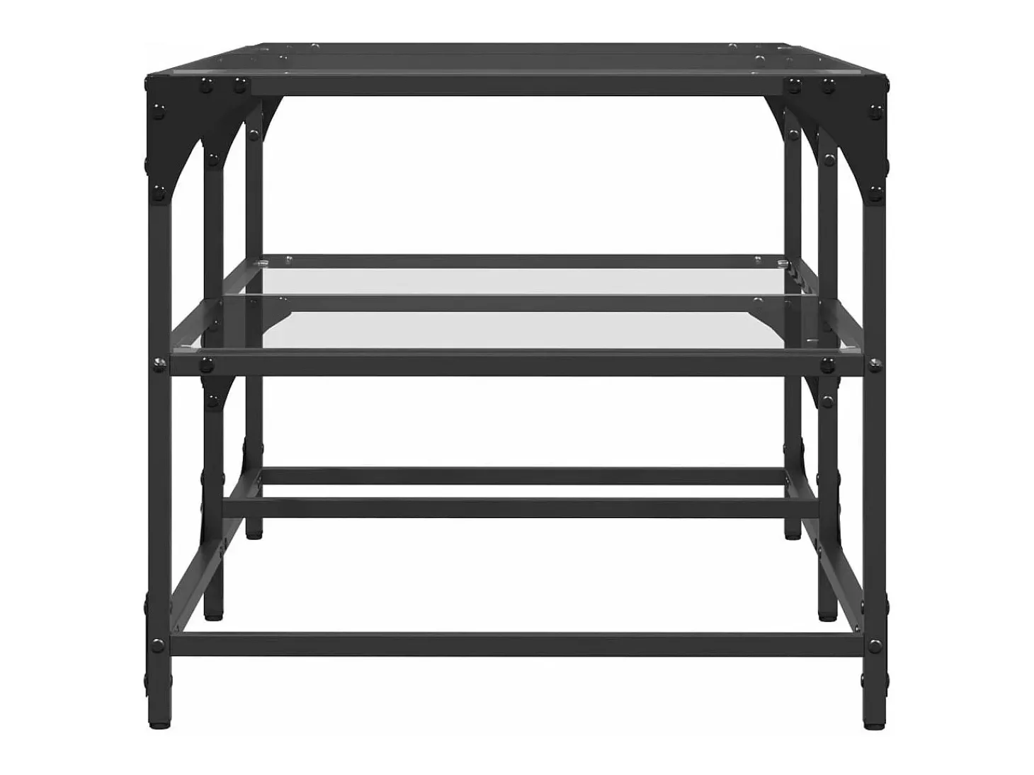Mesa de centro c/ topo em vidro transparente 98,5x50x45 cm aço