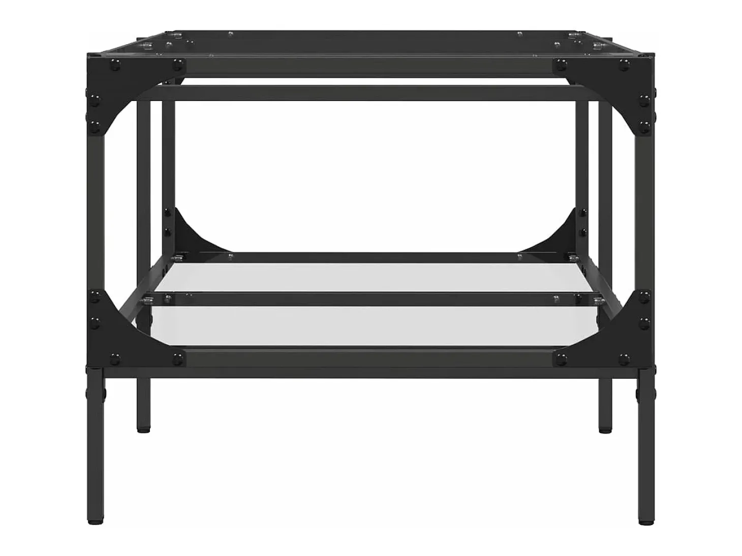 Mesa de centro c/ topo em vidro transparente 98,5x50x45 cm aço